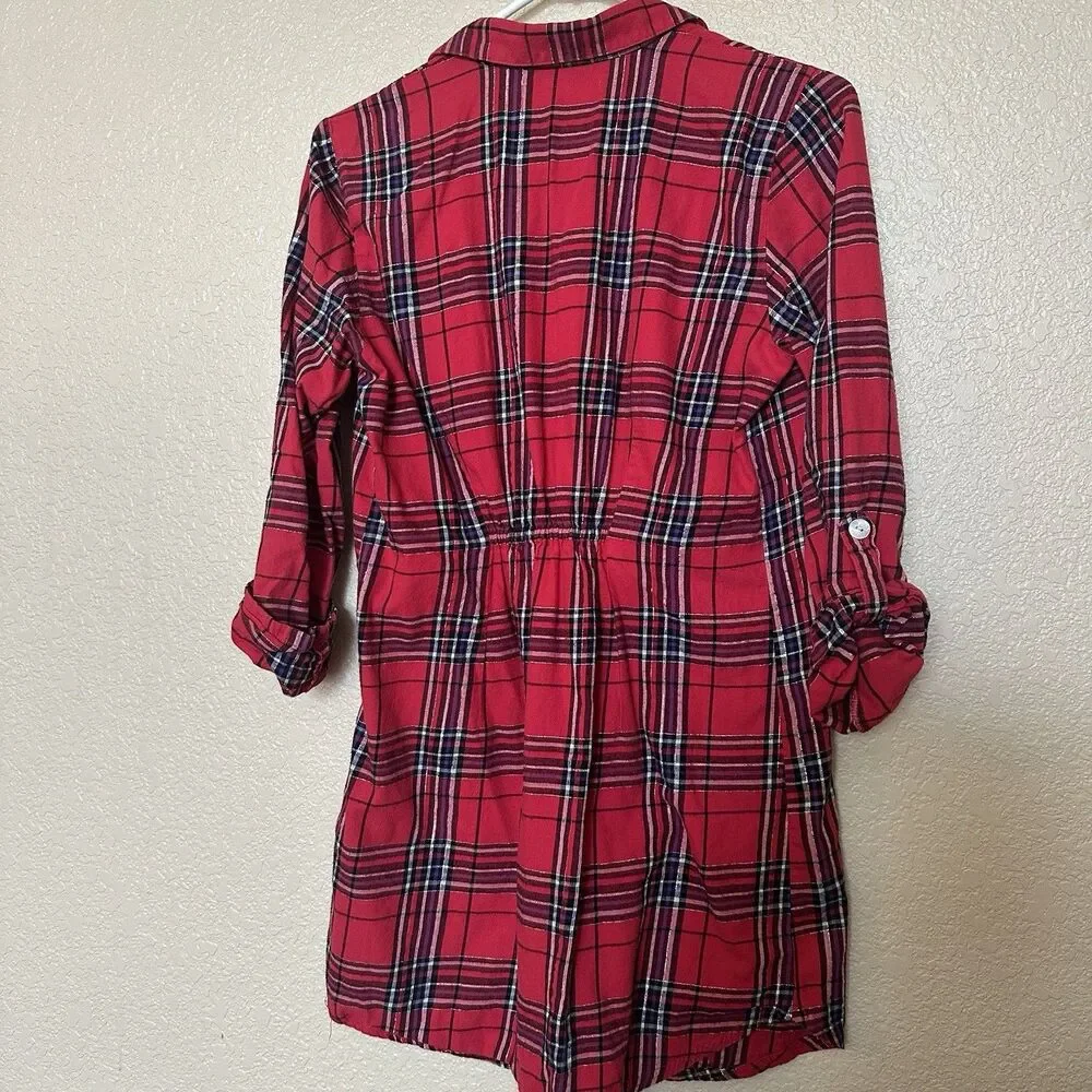 Victoria’s Secret Women’s Red‎ Plaid Button Down Nightgown Nightshirt Small